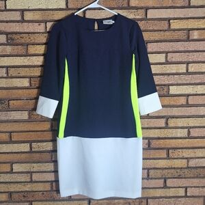 J. Taylor Size 4 Navy and White Colorblock Dress